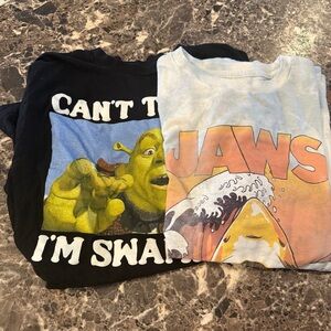 Dreamworks Shrek and Jaws Graphic Tees - Black and Multicolor
